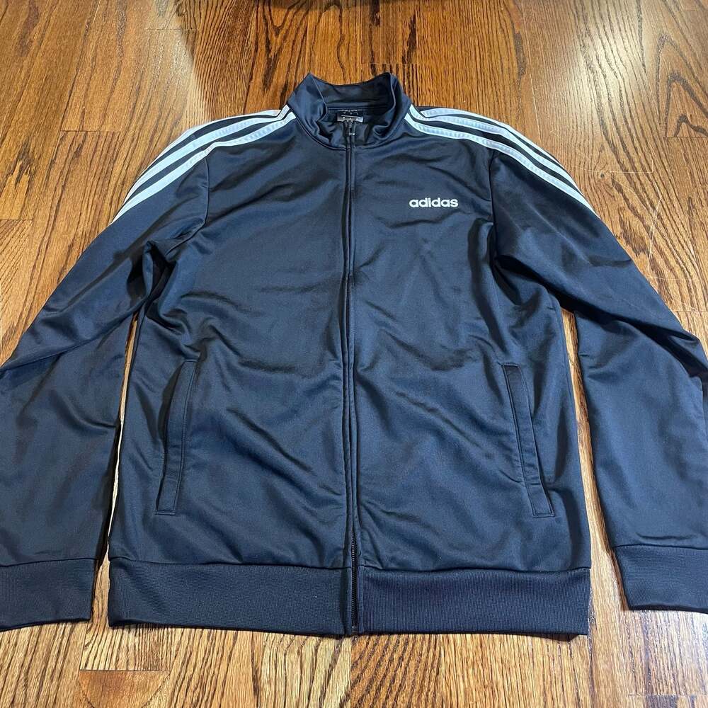 Adidas Men's Essentials 3-Stripes Tricot Track Jacket - Black